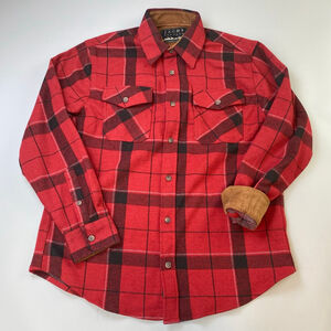 Men's Jachs New York Plaid Casual Button Down Shirt L Red Black Lumberjack Manly